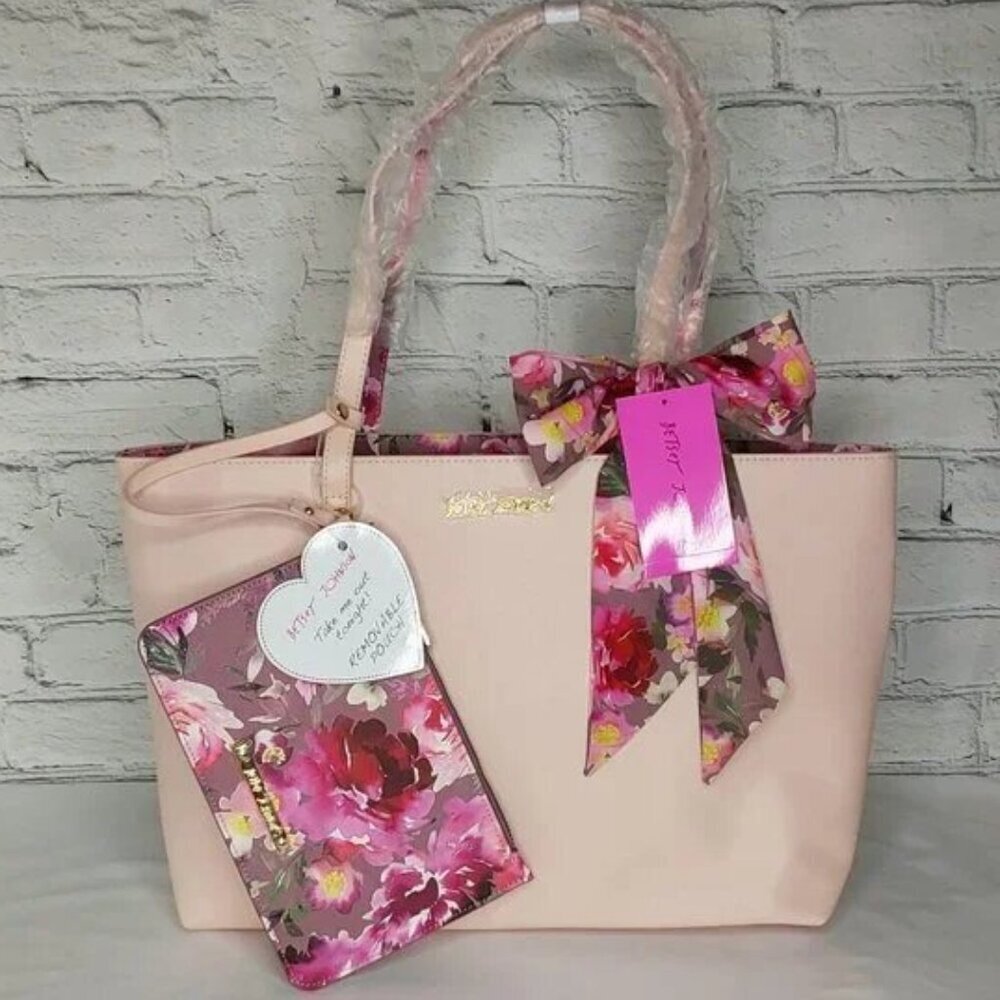 Betsey Johnson XO Zaria Tote with Pouch Multi Pink NWT